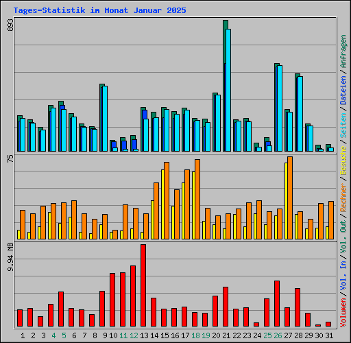 Tages-Statistik im Monat Januar 2025